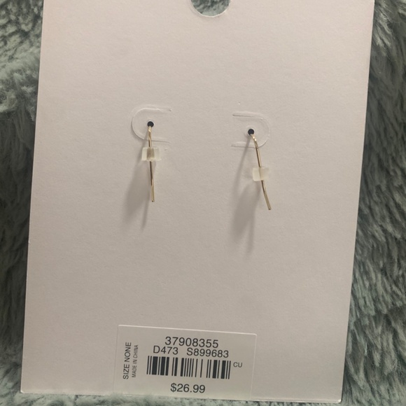 Loft Dazzling light blue and diamond gold square stone hanging earrings - Picture 2 of 2